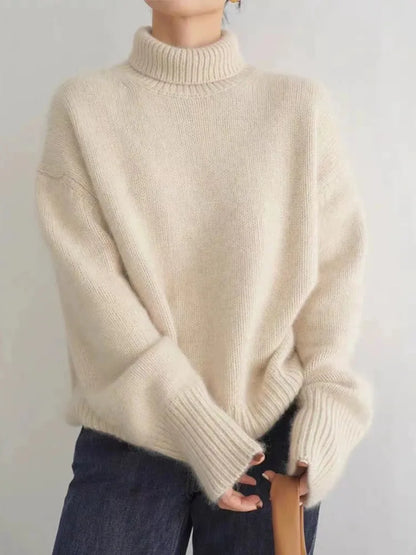 Ladies Oversized Turtleneck in Soft Knitted Fabric
