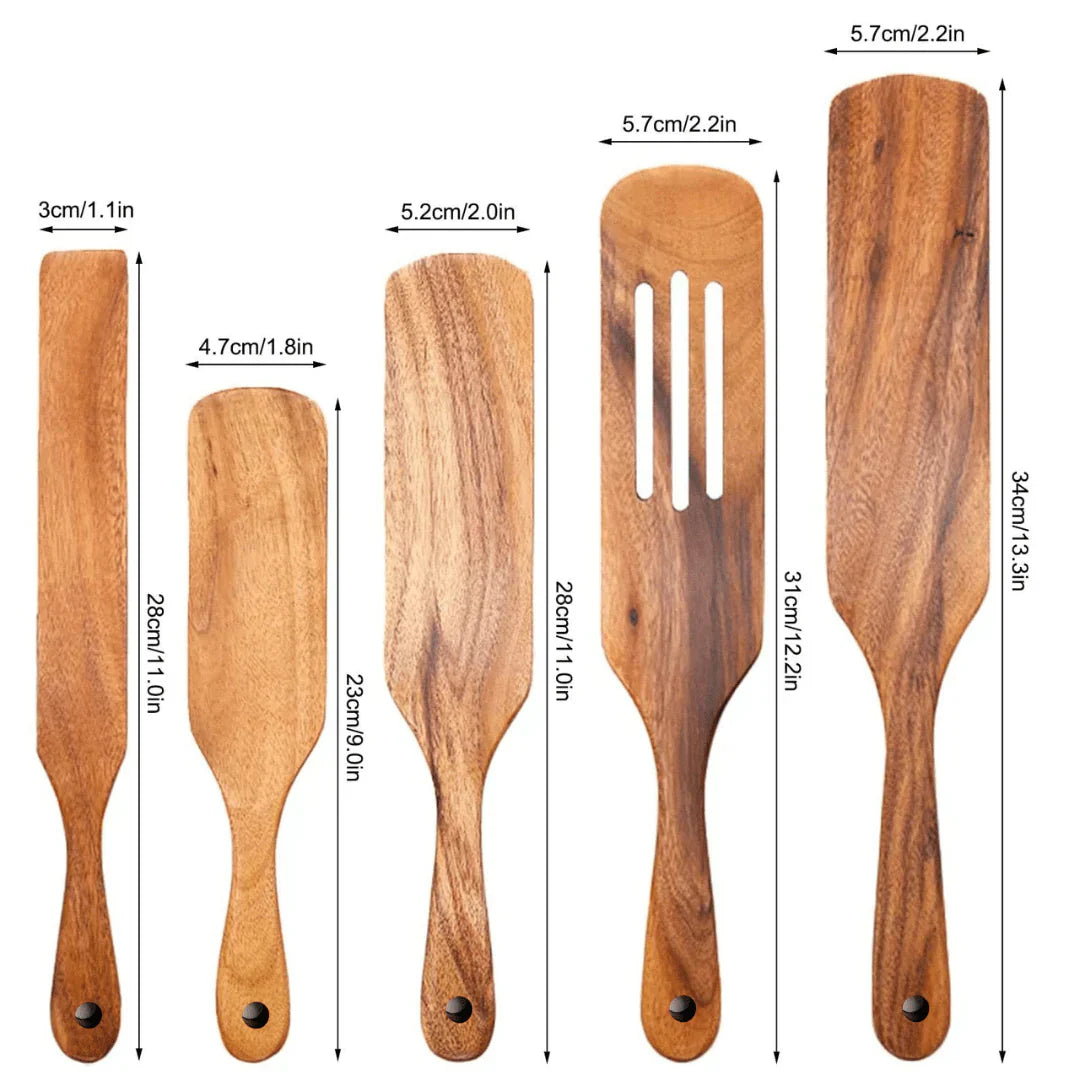 Wooden Spurtle Set - Sustainable & Versatile Kitchen Utensils