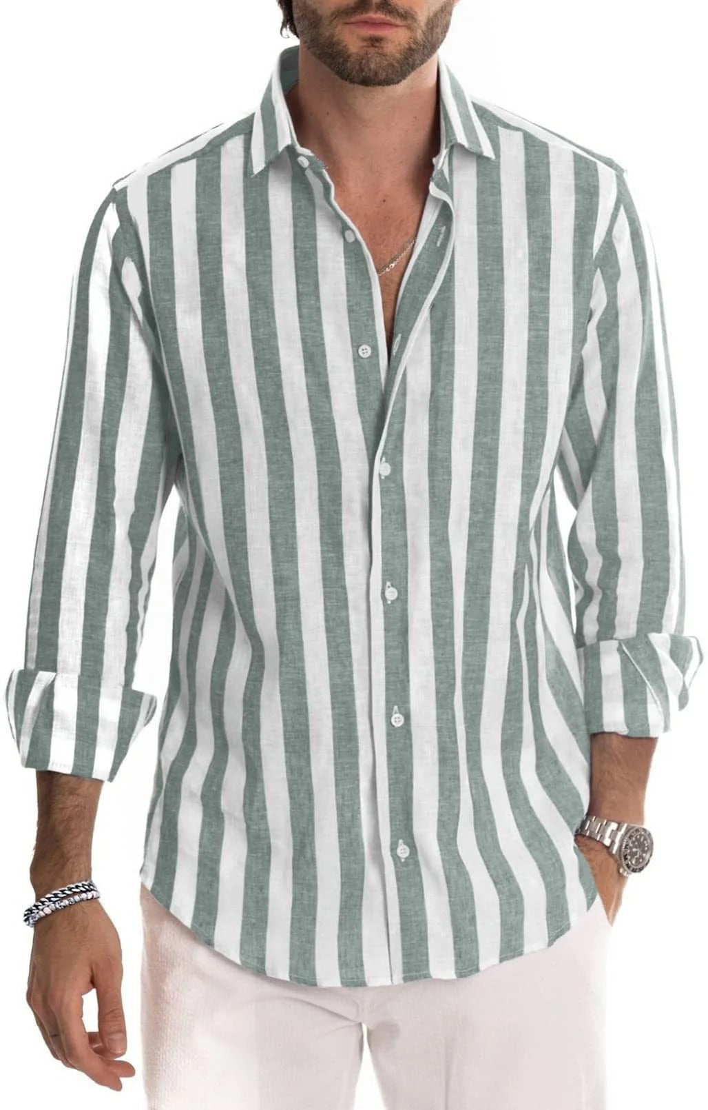 Striped Men's Long Sleeve Shirt - Byron