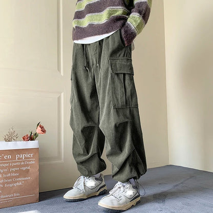 Yusuf | Pantalon cargo ample en velours côtelé pour homme