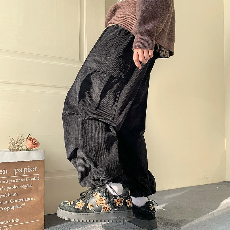 Yusuf | Pantalon cargo ample en velours côtelé pour homme