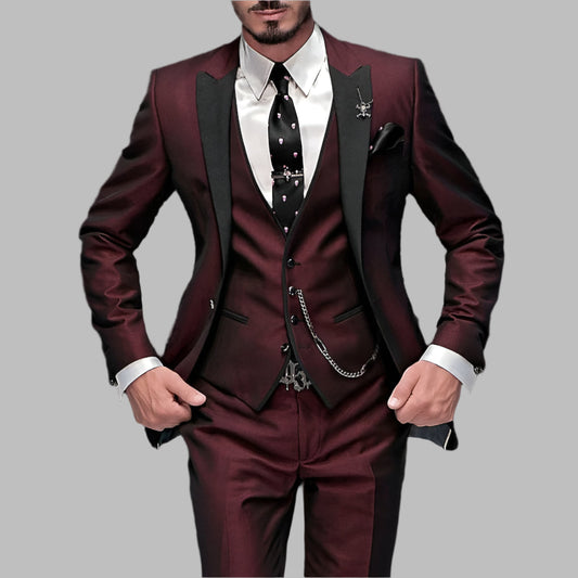 Traje de lino de tres piezas para hombre