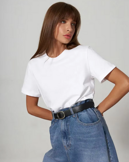 Casual Women's T-Shirt with Timeless Design and Round Neck